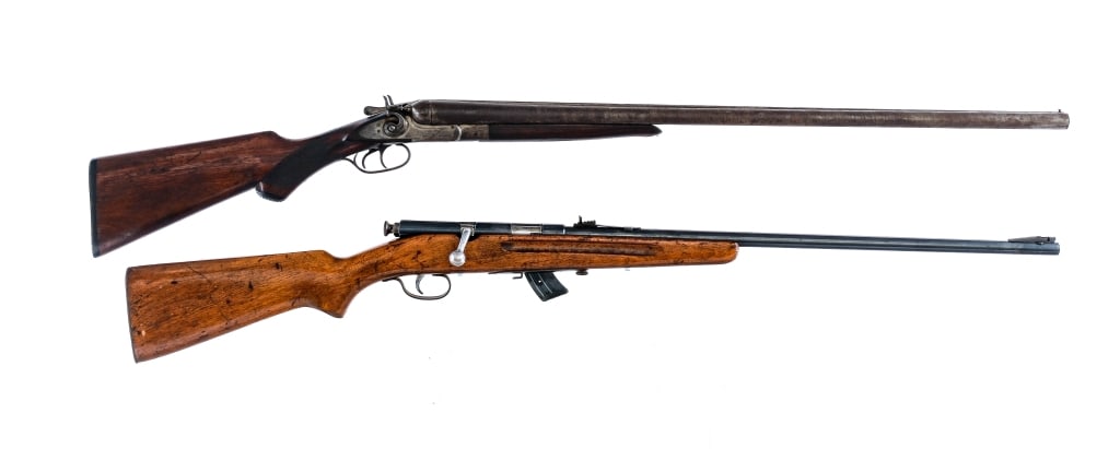 Shotgun / Rifle .22/12ga 2 Pcs Lot Rifle: Description This lot is for one rifle and one shotgun. Wards Westernfield Model 37 in .22 Short, Long or Long Rifle with one, seven round removable magazine and a 24" barrel. Smooth wood stock. Finish