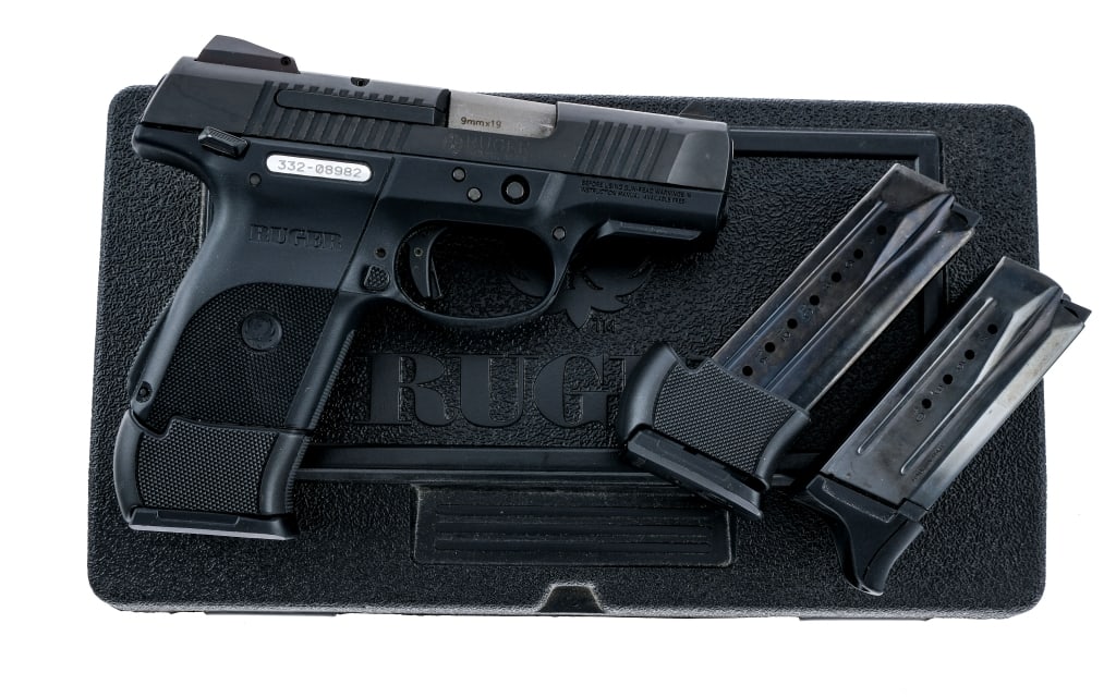 Ruger SR9C 9mm Semi Auto Pistol: Description Ruger SR9C chambered in 9mm with three magazines and a 3.5" barrel. Manufactured in 2010 with serial number 332-08982. The magazines are two, seventeen round magazines, and one, ten round 