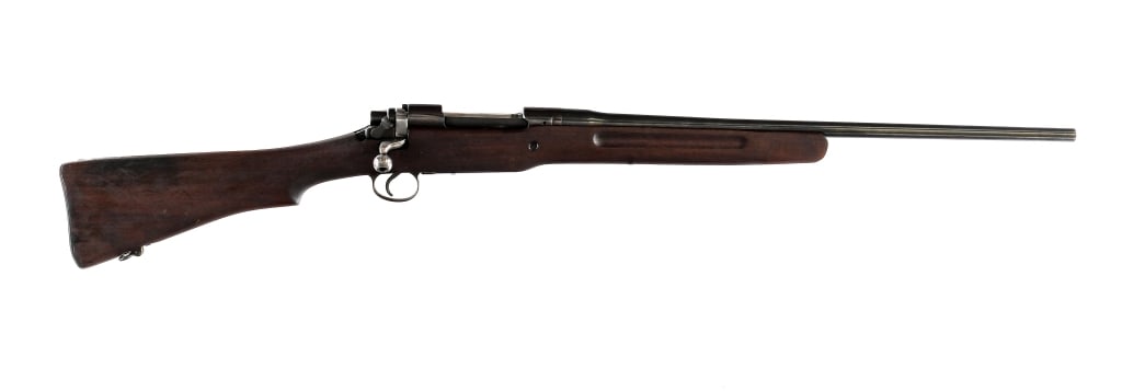 Sporterized Winchester 1917 Enfield .30-06 Rifle: Description Sporterized Winchester 1917 Enfield chambered in .30-06 Springfield with a five round internal magazine and a 24" barrel. Originally manufactured in 1918 with serial number 143221. Blued b