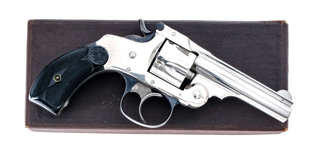 Smith & Wesson DA 4th Model Revolver S&W: Description Smith & Wesson 32 Double Action 4th Model in .32 S&W with a five round capacity and a 3" barrel. Checkered black composite grip plates with matching serial number scratched on the reverse