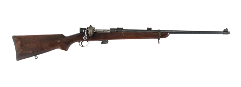 U.S. Springfield 1922 Cadet Rifle .22 LR Rifle: Description U.S Springfield Armory Model 1922 Cadet Rifle in .22 Long Rifle with one, five round removable magazine and a 24" barrel. Three digit serial number 505 and barrel date of 4-22. Checkered b