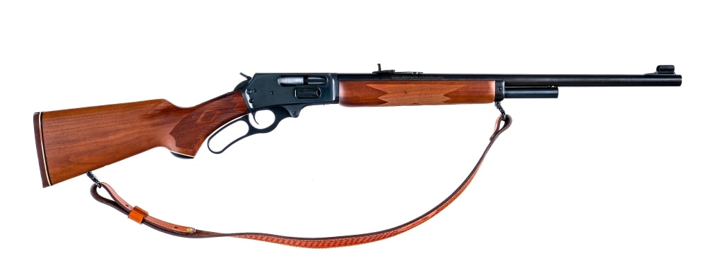 JM Marlin 1895SS .45-70 Gov't Lever Action Rifle: Description JM Stamped Marlin 1895SS chambered in .45-70 Government with a half tubular magazine and a 22" barrel. Blued barrel, magazine tube, receiver, hammer, lever, and trigger. The receiver is dr