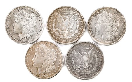 Morgan Silver Dollar 1 oz 5-Coins 1881-1921
