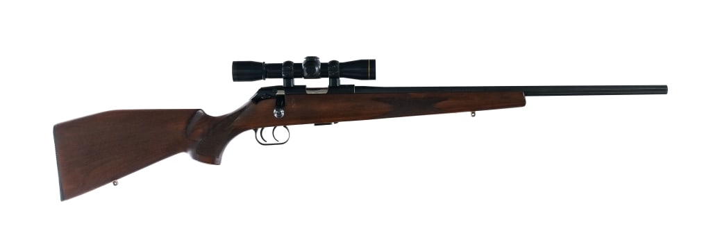 KDF K-22 Titan .22 LR Bolt Action Rifle: Description KDF K-22 Titan in .22 Long Rifle with one, five round removable magazine and a 22" barrel. Serrated composite butt plate. Checkered Monte Carlo style stock and front forend. Blued trigger 