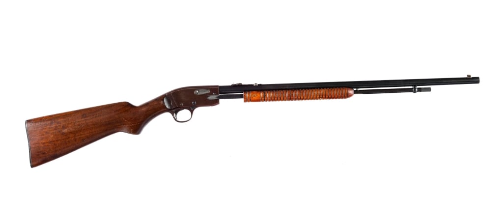 Keystone E.K. Tyron .22 Pump Action Rifle: Keystone E.K. Tyron Company ( Savage Model 29 Variant ) in .22 Short, Long or Long Rifle with a varied capacity and a 24" barrel. Smooth wood stock. Blued receiver, magazine tube and barrel. Rear left