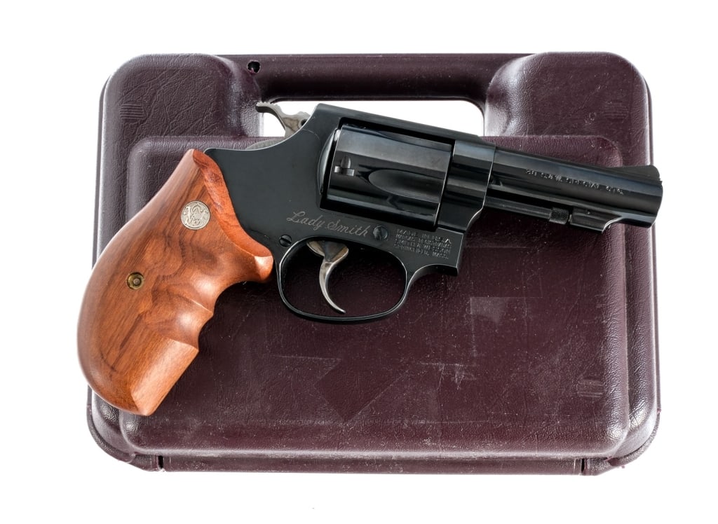 S&W 36-3 Ladysmith .38 Special Revolver: Smith & Wesson 36-3 Ladysmith chambered in .38 Special with a five-shot cylinder and a 3" barrel. Blued barrel, frame, and cylinder. Checkered cylinder release. Case colored trigger and hammer. Smooth