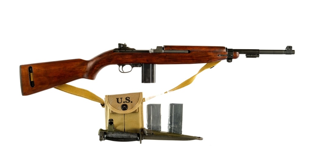 Quality Hardware M1 Carbine .30 Carbine Rifle: Quality Hardware M1 Carbine chambered in .30 Carbine with three, fifteen round magazines and a 18" barrel. Manufactured in 1943 with serial number 1568192. Front type 3 barrel band with bayonet lug. P