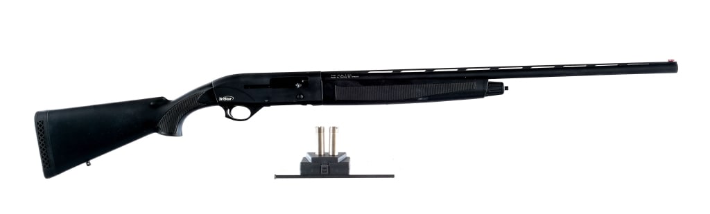 Tristar Viper 20 Ga Semi Auto Shotgun: Tristar Viper chambered in 20 gauge for 3" shells with a five round tubular magazine and a 28" barrel. Installed Improved Cylinder choke. Red fiber optic front sight. Cross bolt safety, and push butto
