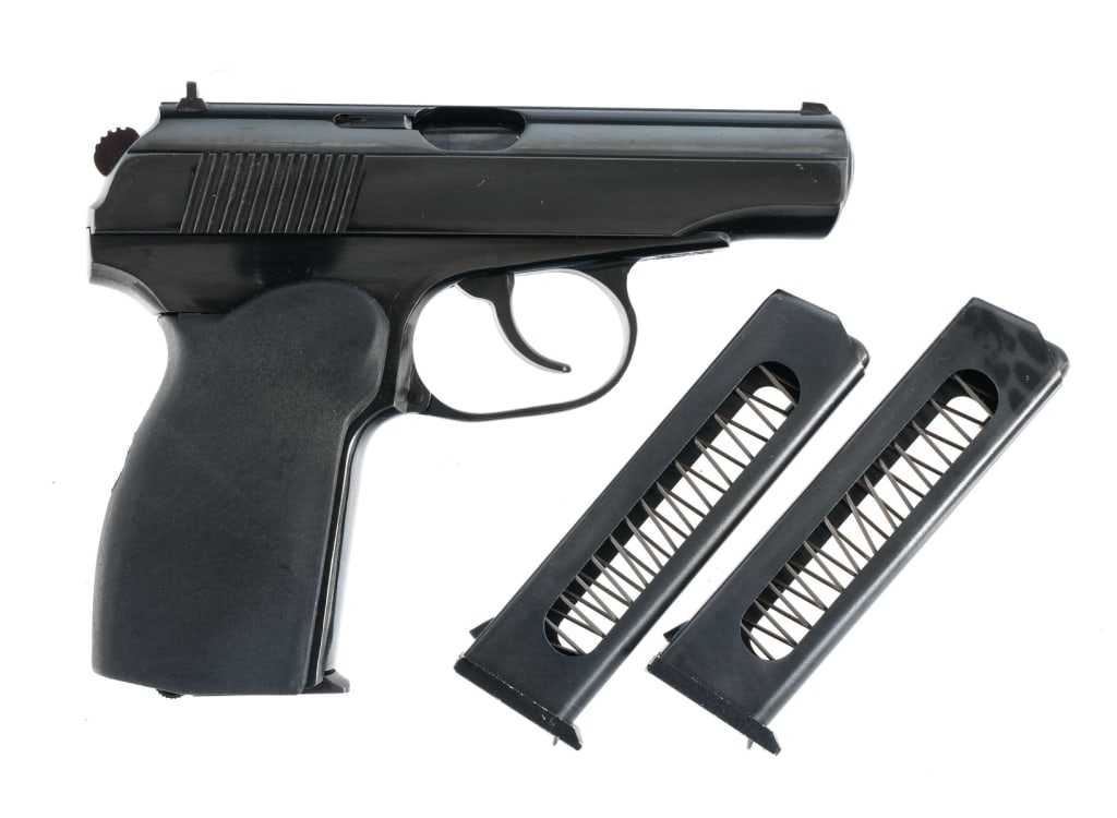Arsenal Bulgarian Circle 10 Makarov 9x18 Pistol: Arsenal Bulgarian Circle 10 Makarov chambered in 9x18mm with three, eight round magazines and a 3.68" barrel. Imported by C.A.I. marked on the bottom of the frame. Blued steel frame with polymer grips