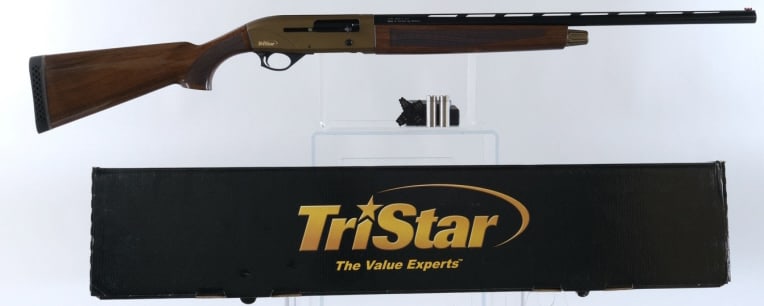 Tristar Viper G2 Bronze 20 Ga Semi Auto Shotgun: Tristar Viper G2 in 20 gauge 3" with a five round capacity and a 26" top rib vented barrel with removable MOD choke. Checkered wood stock and front forend. Bronze finished receiver and blued barrel. R