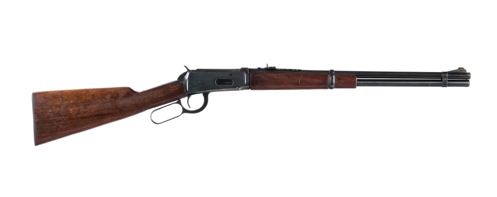 Pre 64 Winchester 94 .32 Win Spl Lever Rifle: Winchester 94 chambered in .32 Winchester Special with a tube magazine and a 20" barrel. Manufactured between 1943 and 1948 with serial number 1241083. Adjustable rear sight and fixed front blade. Blu