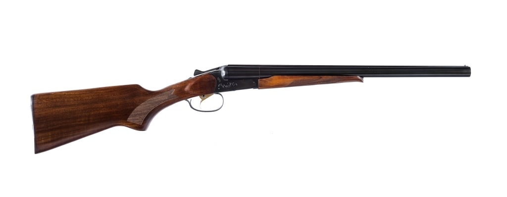 Baikal Bounty Hunter II 12Ga SxS Shotgun: Baikal IZH-43-1C Bounty Hunter II in 12 gauge 2 3/4" with a two round capacity and a 20" side by side top solid ribbed barrel. Made in Russia and imported by EAA Corp Florida. Barrels have removable c