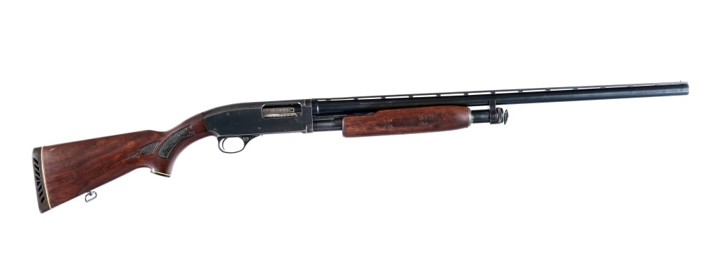 Marlin 120 12 Ga Pump Action Shotgun: Description Marlin Model 120 in 12 gauge 2 3/4"-3" with a five round capacity and a 28" MOD fixed choke top rib vented barrel. Rubber butt pad. Checkered wood stock and front forend. Blued trigger gua