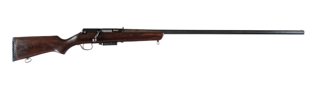 Marlin 55 The Original Goose Gun 12 Ga Shotgun: Description JM Stamped Marlin model 55 The Original Goose Gun chambered in 12 gauge for 3" shells with one magazine and a 36" barrel. Fixed FULL choke. Brass bead front sight. Rear push to fire safety