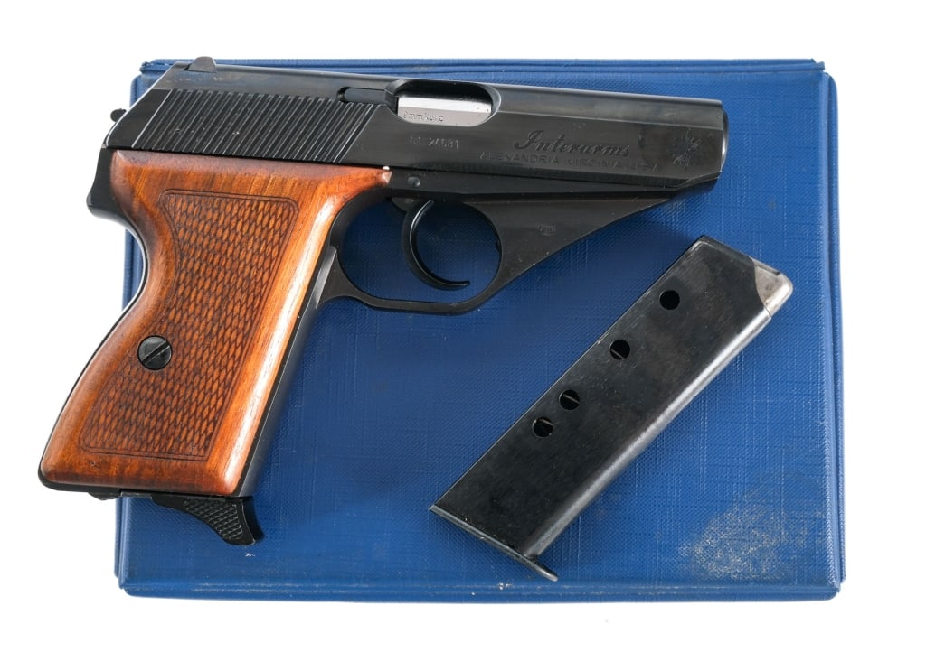 Mauser HSC .380 ACP Semi Auto Pistol: Description Mauser HSC chambered in .32 ACP with two, eight round removable magazines and a 3.25" barrel. Manufactured by Mauser and imported by Interarms which is marked on the right side of the slid