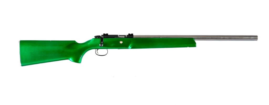 Monell Custom Guns .22 LR Bolt Action Rifle: Description Monell Custom Guns in .22 Long Rifle with a single round capacity and a 22" Custom Lilja heavy bull barrel. Monell Custom Guns was a gunsmith working out of Pine Bush New York. Alloy butt