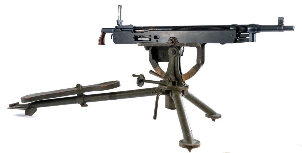 Marlin 1917 Potato Digger .30-06 Display MG: Description Marlin Arms model 1917 "Potato Digger" chambered in .30-06 Springfield with a 28" barrel. Serial number 18X. Possibly experimental. Originally developed by John M. Browning. This example h