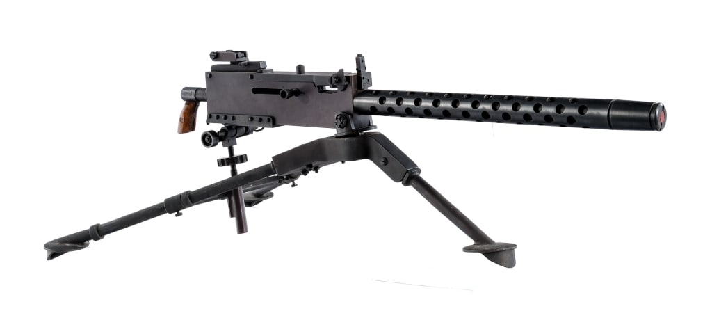 Browning 1919 A4 1/4 Scale Metal Model Miniature: Description Browning Model 1919A4 Non-Firing Model/Display/Miniature. Likely made by the Chinese company Norinco. Blued metal parts with wooden hand grip plates. Some of the parts move and the guns el