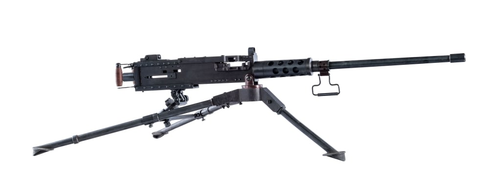 Browning M2HB 1/4 Scale Metal Model Miniature: Description Browning M2HB 1/4 Scale Non-Firing Model/Display/Miniature. Likely made by the Chinese company Norinco. Blued metal parts with composite hand grips. The gun from muzzle to the hand grip is