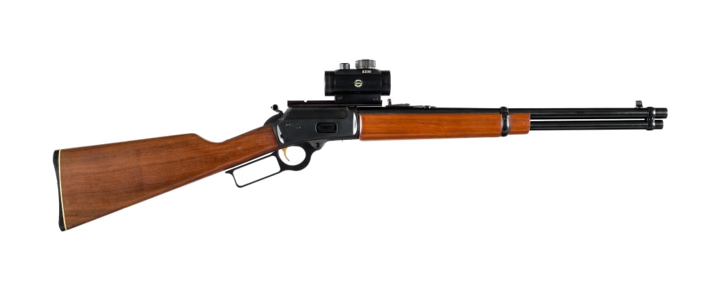 Marlin 1894 Carbine .357 Mag Lever Action Rifle: Description Marlin Model 1894 Carbine in .357 Magnum with a ten round capacity and a 18.5" barrel. Made in North Haven Connecticut in 1979. Checkered black composite butt plate. Smooth wood stock and