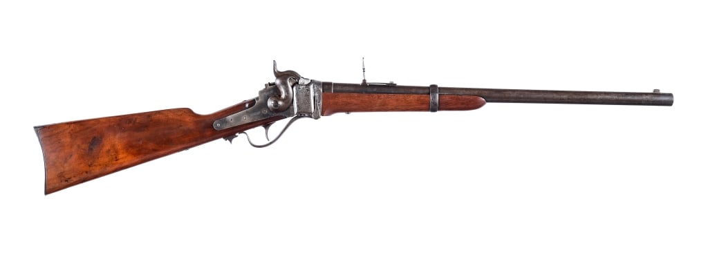 Sharps New Model 1859 Conversion .50-70 Rifle: Description C. Sharps New Model 1859 Saddle Ring Carbine Cartridge Conversion Rifle in .50-70 Government with a single round capacity and a 22" 3-groove rifled barrel. Around 32,000 of these conversio