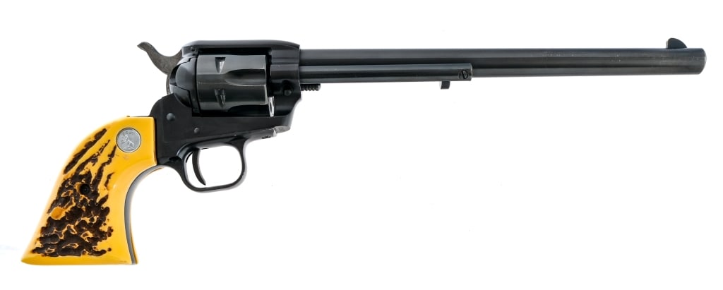 Colt Frontier Scout Buntline .22 LR Revolver: Description Colt Frontier Scout Buntline chambered in .22 long rifle with a six-shot cylinder and a 9.5" barrel. Manufactured in 1959 with serial number 625587F. Blued barrel, frame and fluted cylinde