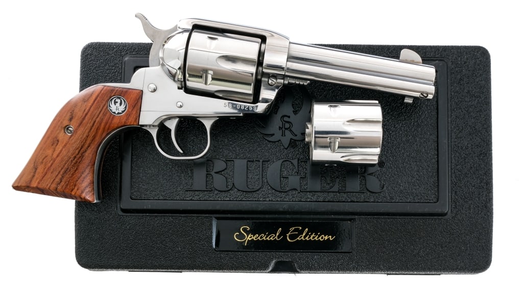 Ruger Special Edition Vaquero .40 S&W .38-40 Win: Description Ruger Special Edition Vaquero in .40 Smith & Wesson or .38-40 Winchester with extra cylinder both with six round capacities and a 4 5/8" barrel. Smooth wood grip plates with Ruger medallio