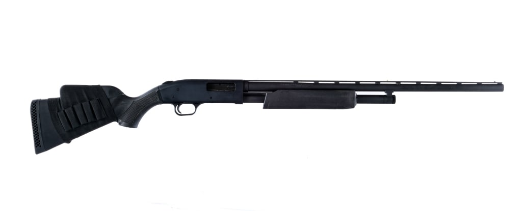 Mossberg 500 20 Ga Pump Action Shotgun: Description Mossberg 500 chambered in 20 gauge for 2 3/4" and 3" shells with a five round tube magazine and a 26" vented rib barrel. Removable Full AccuChoke. Dual bead sights with brass rear and whit