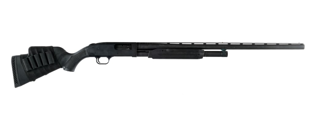 Mossberg 500 20 Ga Pump Action Shotgun: Description Mossberg 500 chambered in 12 gauge for 2 3/4" and 3" shells with a five round tube magazine and a 26" vented rib barrel. Removable Full AccuChoke. Dual bead sights with brass rear and whit