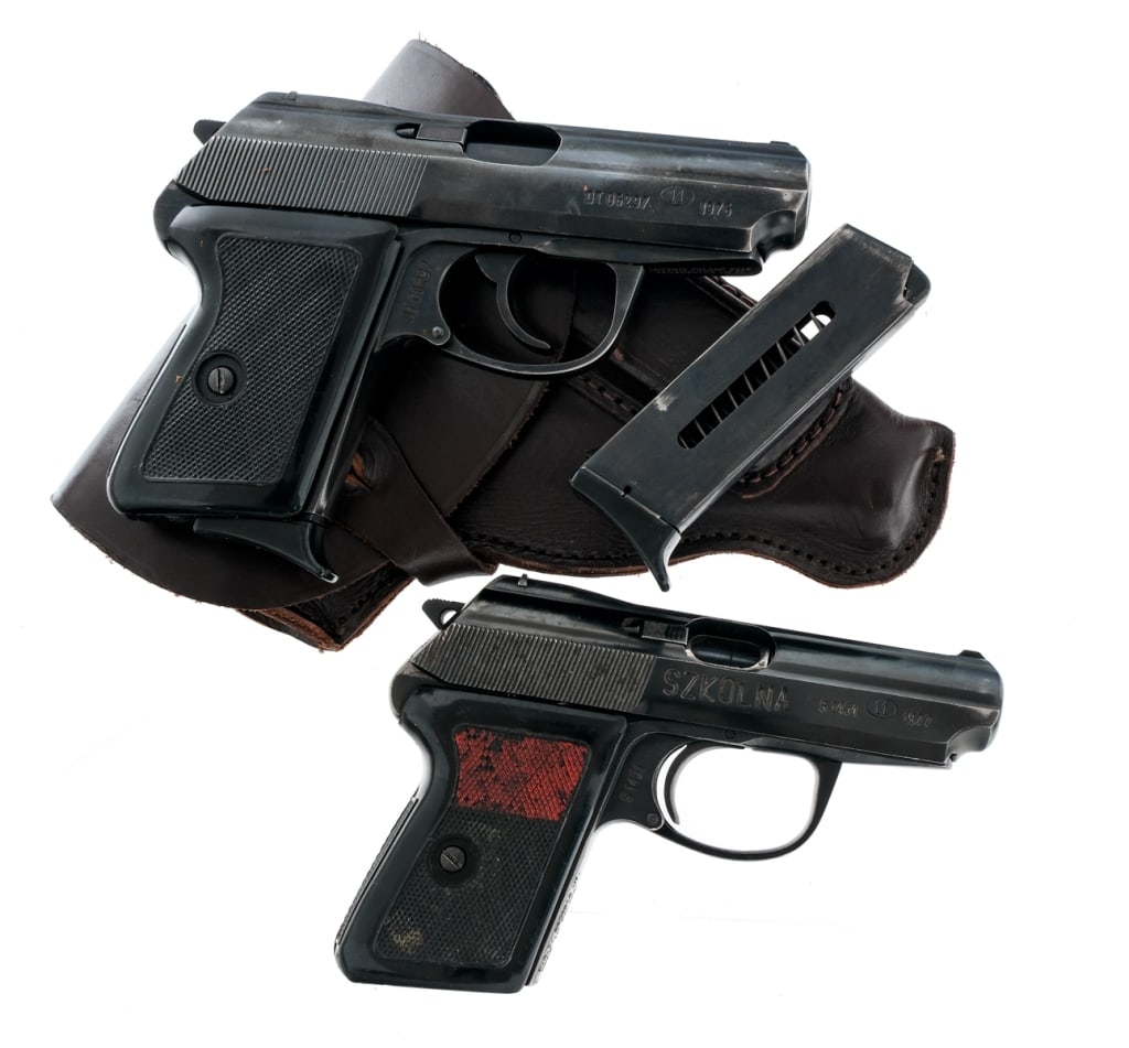 FB Radom P64 Pistol/Trainer Lot 9x18mm: Description This lot is for two Factory 11 Polish FB Radom P64 Pistols. One is a fully functional pistol and the second is a SKOLNA cutaway trainer. The pistol was manufactured in 1976 and Imported by