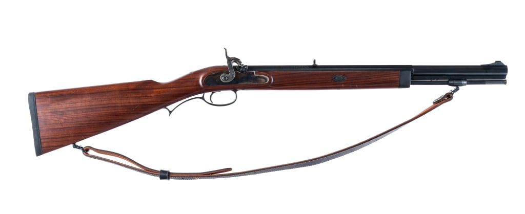 Lyman Deerstalker .50 Cal Black powder: Description Lyman Deerstalker percussion rifle chambered in .50 Caliber with a 22" half octagonal barrel. Adjustable rear flip up sight and fixed beaded front blade. Blued barrel, single trigger, and 