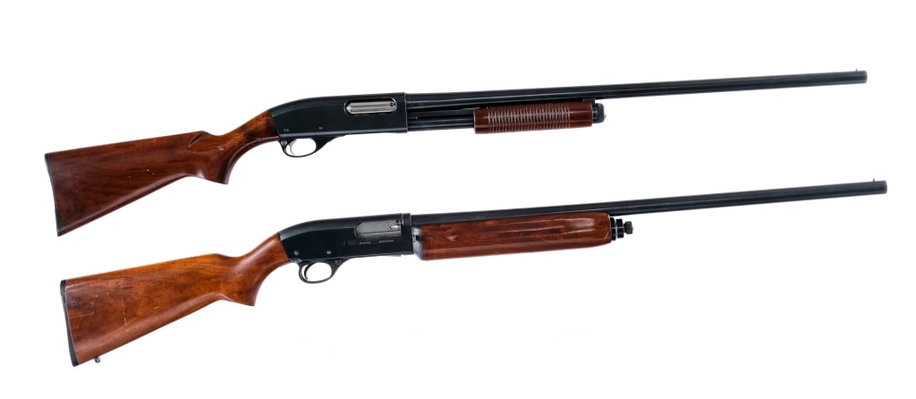 Remington/JC Higgins 12 GA Shotgun Lot 2Pcs: Description This lot is for two 12 gauge shotguns. First is a Remington 870 Wingmaster chambered for 2 3/4" shells with a four round tube magazine and a 28" barrel. Fixed MOD choke. Pump action. Silve