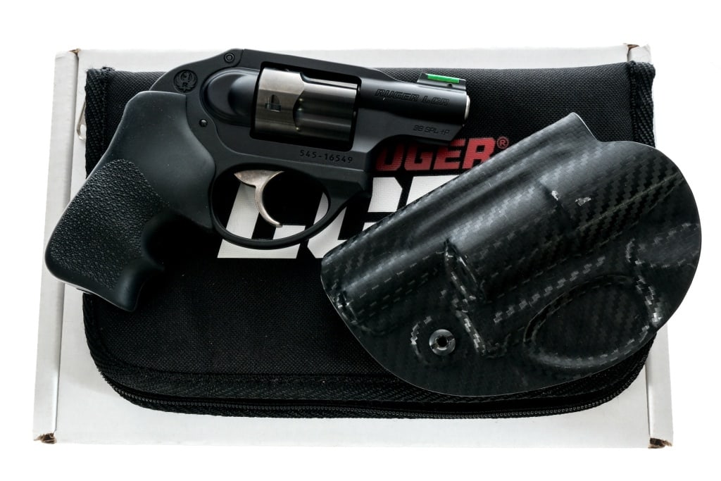 Ruger LCR .38 Special +P Revolver: Description Ruger LCP in .38 Special +P with a five-shot cylinder and a 1.87" barrel. Manufactured in 2012Black finished alloy/polymer frame with Ruger/Hogue Tamer rubber grips. Double action trigger