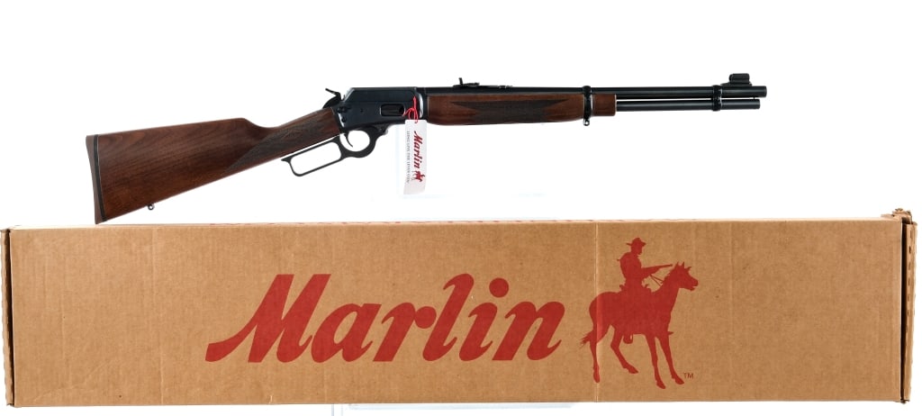 Marlin 1894 .357 Magnum Lever Action Rifle: Description Marlin 1894 chambered in .357 Magnum with a nine round tube magazine and a 18.6" barrel. Satin blued finish with alloy steel construction. Adjustable rear semi-buckhorn sight and bras bead