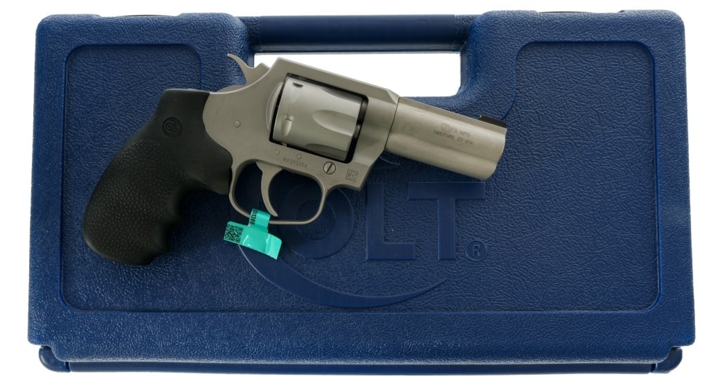 Colt King Cobra .357 Magnum Revolver: Description Colt King Cobra chambered in .357 Magnum with a six-shot cylinder and a 3" barrel. Matte stainless steel construction and finish. Pebble textured rubber grips. Rear notch and beaded front