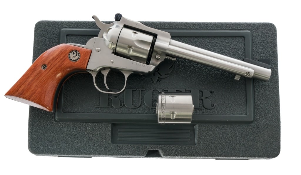 Ruger New Model Single-Six .22 Cal Revolver: Description Ruger New Model Single-Six chambered in .22 long rifle and .22 Magnum with six-shot cylinders and a 5.5" barrel. Manufactured in 2007 with serial number 264-94020. Stainless steel finish