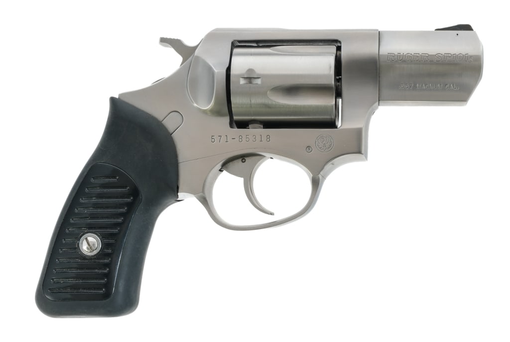 Ruger SP101 .357 Magnum Revolver: Description Ruger SP101 chambered in .357 Magnum with a five-shot cylinder and a 2" snub nose barrel. Manufactured in 1994 with serial number 571-85318. Stainless steel barrel, frame, and cylinder. Do