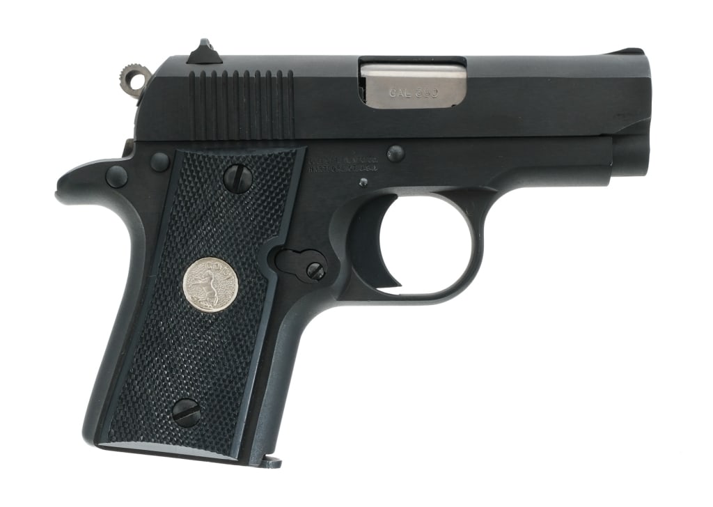 Colt MKIV Series '80 Mustang .380 ACP Pistol: Description Colt MKIV Series '80 Mustang chambered in .380 ACP with one, six round Colt magazine and a 2.75" barrel. Manufactured in 1994 with serial number MU63145. Blued steel frame with checkered p