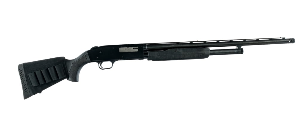 Mossberg 500 20 Ga Pump Action Shotgun: Description Mossberg 500 chambered in 20 Gauge for 2 3/4" and 3" shells with a tubular magazine and a 22" vented rib barrel. Removable X-Full Accu-Choke. Dual bead sights with brass rear and white fro