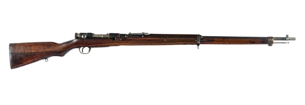 Koishikawa Type 38 Arisaka 6.5x50mm Rifle: Description Koishikawa Arsenal Type 38 Model of 1905 chambered in 6.5x50mm with a five round capacity and a 31.5" barrel. Font bayonet lug and cleaning rod. Adjustable rear tangent sight and fixed fro