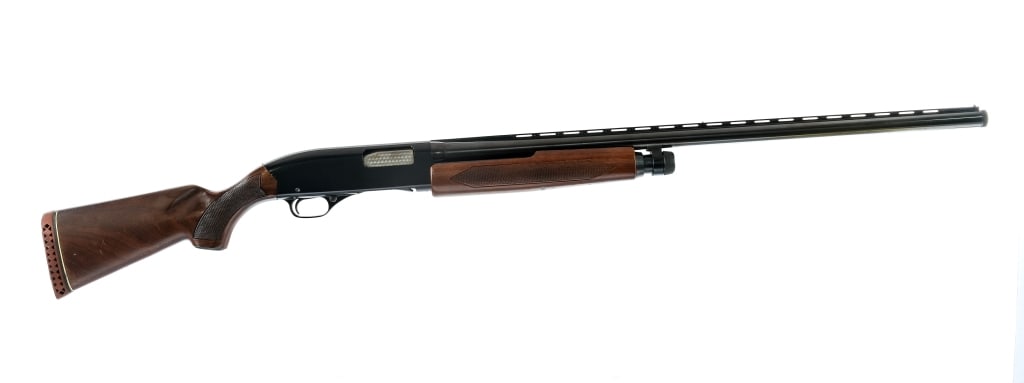 Winchester 1200 12 Ga Pump Action Shotgun: Description Winchester 1200 chambered in 12 Gauge for 2 3/4" shells with a four round tube magazine and a 28.5" vented rib barrel. Dual bead sights with brass rear and red painted front. Cross bolt sa