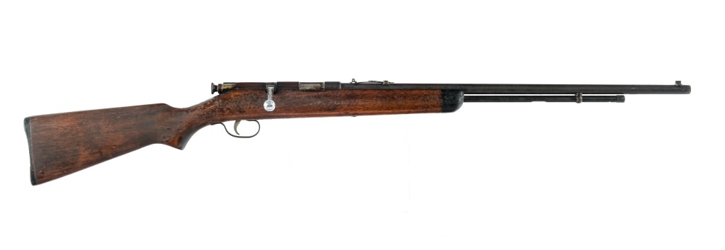 Stevens 66-B .22 Caliber Bolt Action Rifle: Description Stevens 66-B Buckhorn Rifle chambered in .22 Short, Long, and Long Rifle with a varied capacity magazine and a 24" barrel. Adjustable rear sight and fixed front blade. Blued finish with sm