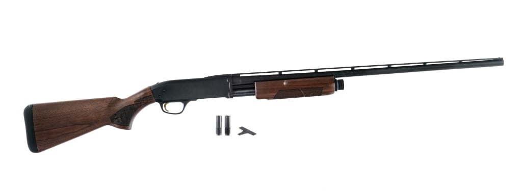 Browning BPS Field 28Ga Pump Action Shotgun: Description Browning BPS Field chambered in 28 Gauge for 2 3/4" shells with a four round tube magazine and a 28" vented rib barrel. Installed removable Full choke. Tang mounted safety. Gold plated tri