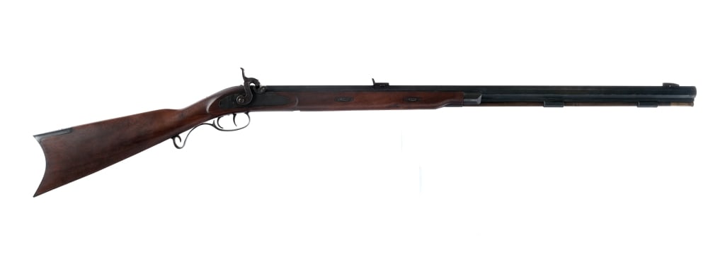 Lyman Great Plains Rifle .54 Cal BP Rifle: Description Lyman Great Plains Rifle in .54 caliber with a single round capacity and a 32" octagon barrel. Made in Italy in 1980. Contoured metal butt plate. Half stock Monte Carlo style wood stock. B