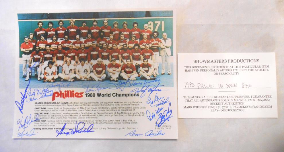 1980 Phillies Players & Coaches Signed 8x10 Photo: 1980 Phillies Players & Coaches Signed 8x10 Photo