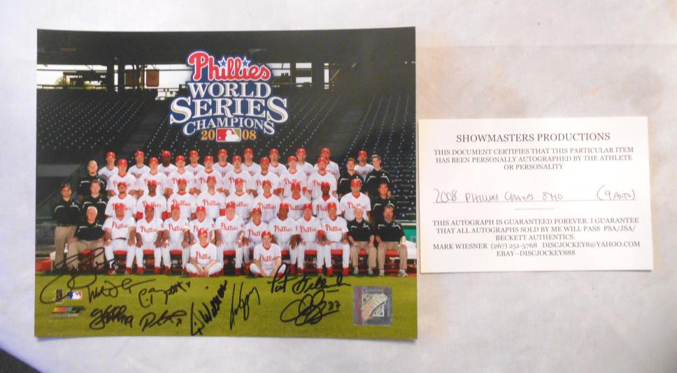 2008 Phillies Players & Coaches Signed 8x10 Photo: 2008 Phillies Players & Coaches Signed 8x10 Photo