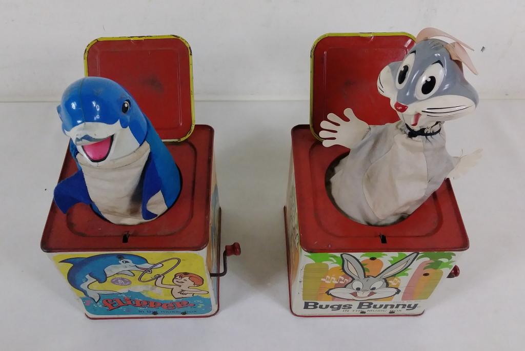 Vtg Mattel Flipper & Bugs Bunny Jack-In-The-Boxes: do not work