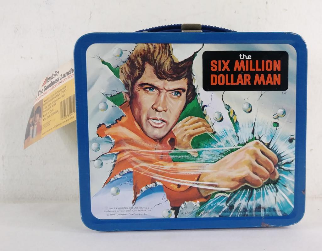 Vtg Six Million Dollar Man Lunchbox NWT Unused with tag: Vtg Six Million Dollar Man Lunchbox NWT Unused with tag & Thermos