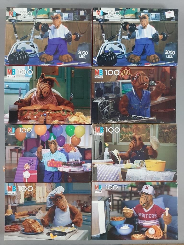 8pc MB Vtg ALF Puzzles SEALED in Box: 8pc MB Vtg ALF Puzzles SEALED in Box