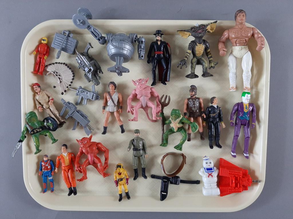 Mixed Vtg Action Figure & Parts Lot w/ A-Team: Blackstar, Cops N Crooks, D&D, Clash of the Titans, Indy has broken hand
